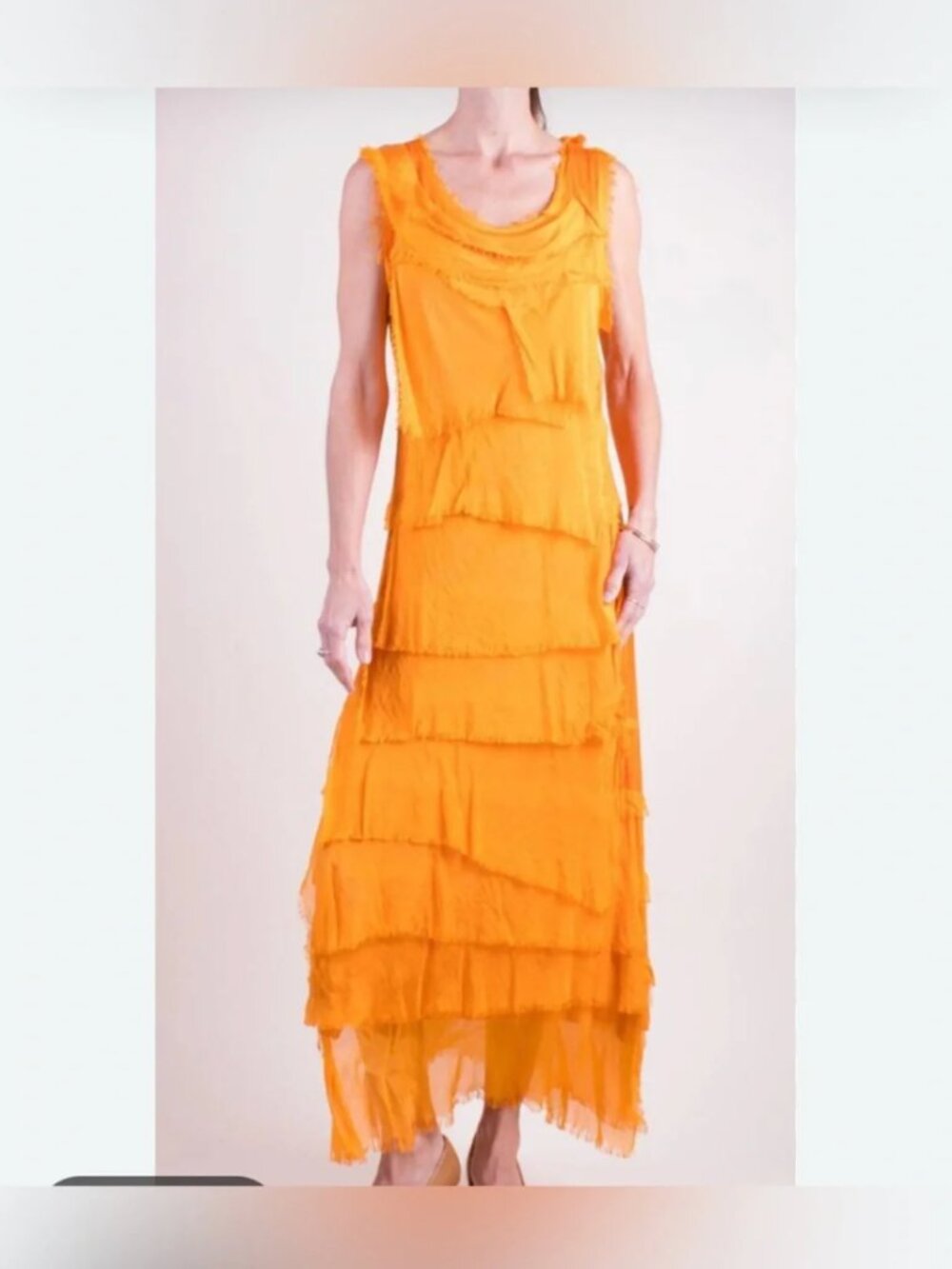 Made In Italy Silk Maxi Yellow Dress size S
